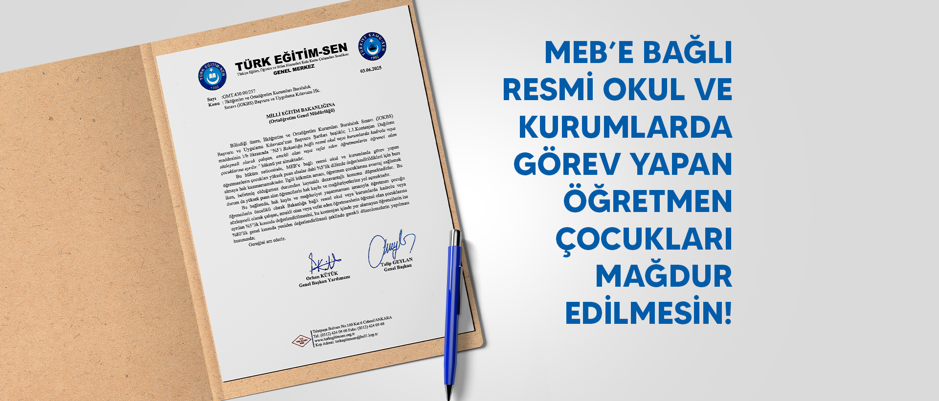 MEB’E BAĞLI RESMİ OKUL VE KURUMLARDA GÖREV YAPAN ÖĞRETMEN ÇOCUKLARI MAĞDUR EDİLMESİN!